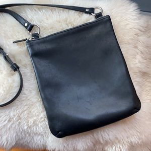 Coach black leather flat crossbody